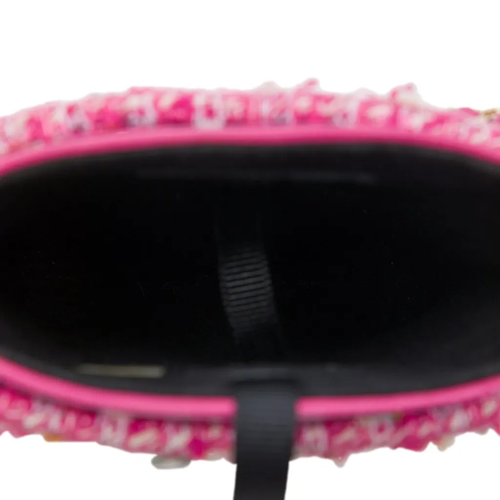 Chanel Tweed Chain Around Phone Holder Pink Tweed Very good - Model View