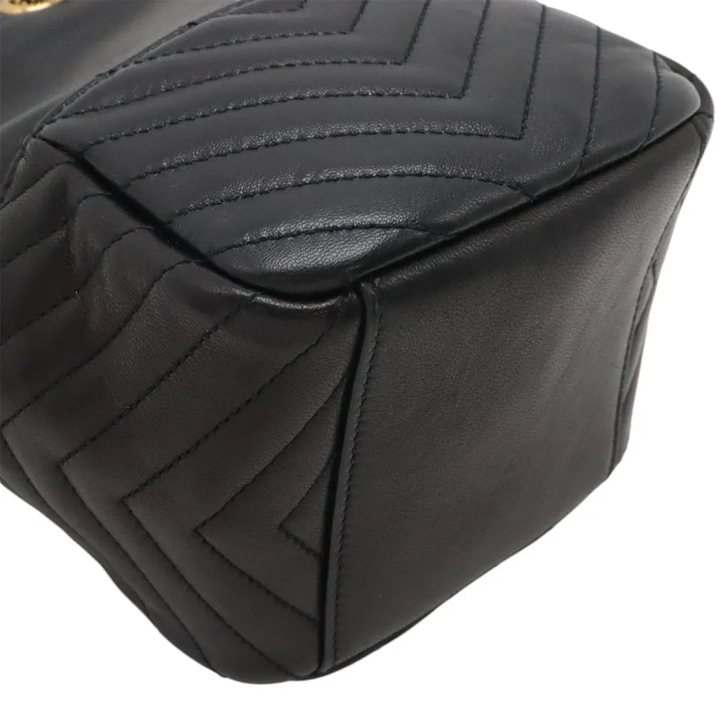 Saint Laurent Mini Chevron Lambskin Joe Bucket Bag Black Leather Very good - Inside View