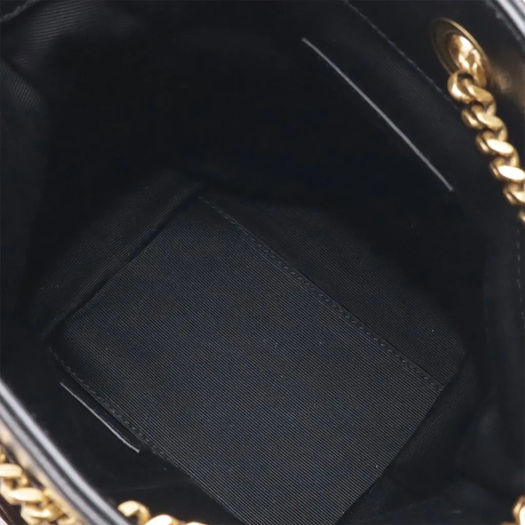 Saint Laurent Mini Chevron Lambskin Joe Bucket Bag Black Leather Very good - Model View