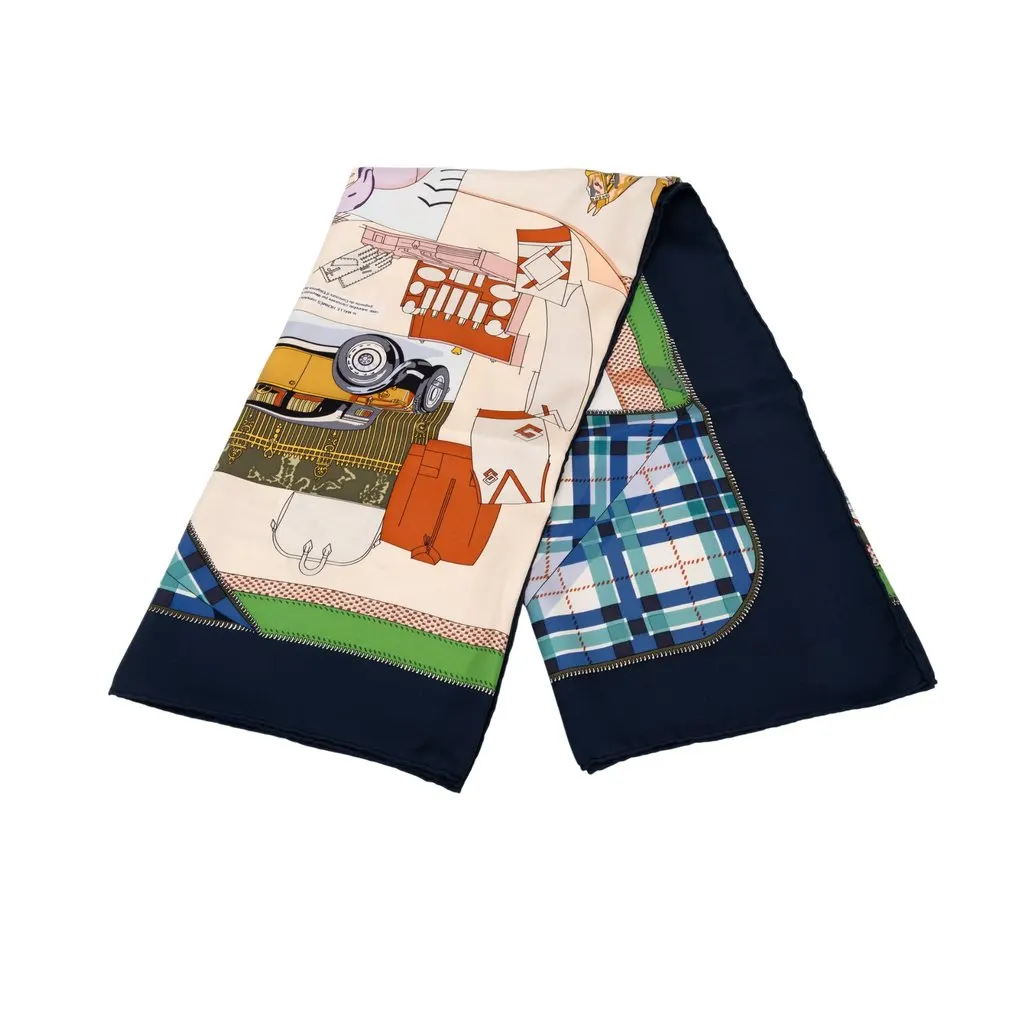 Hermès L Elegance et le Confort en Automobile Silk Scarf 90 Brown Silk Very good - Front View