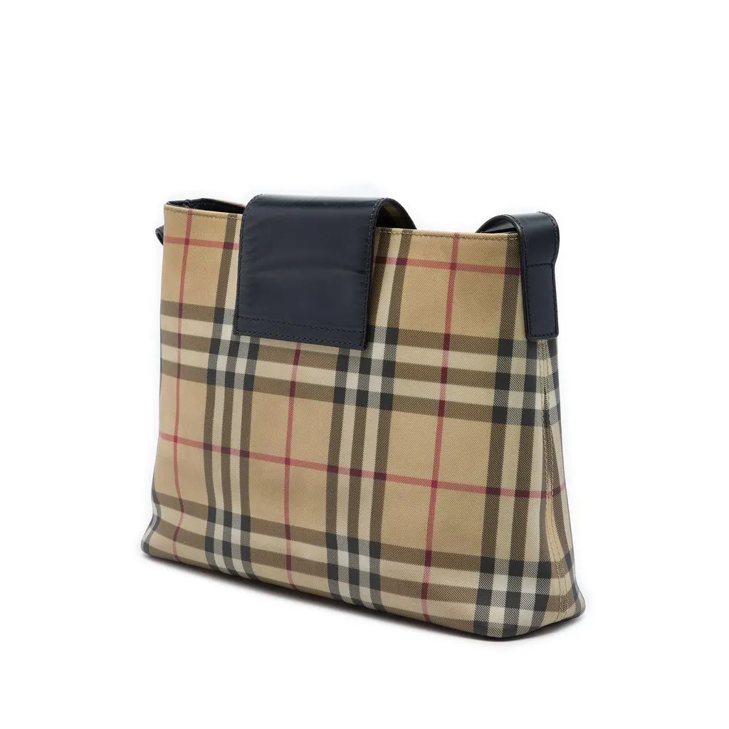 Burberry House Check Coated Canvas Shoulder Bag Beige Very good - Back View