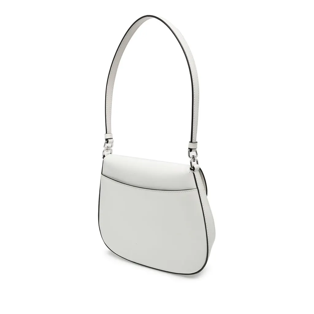 Prada Spazzolato Leather Cleo Flap Shoulder Bag White Leather Very good - Back View