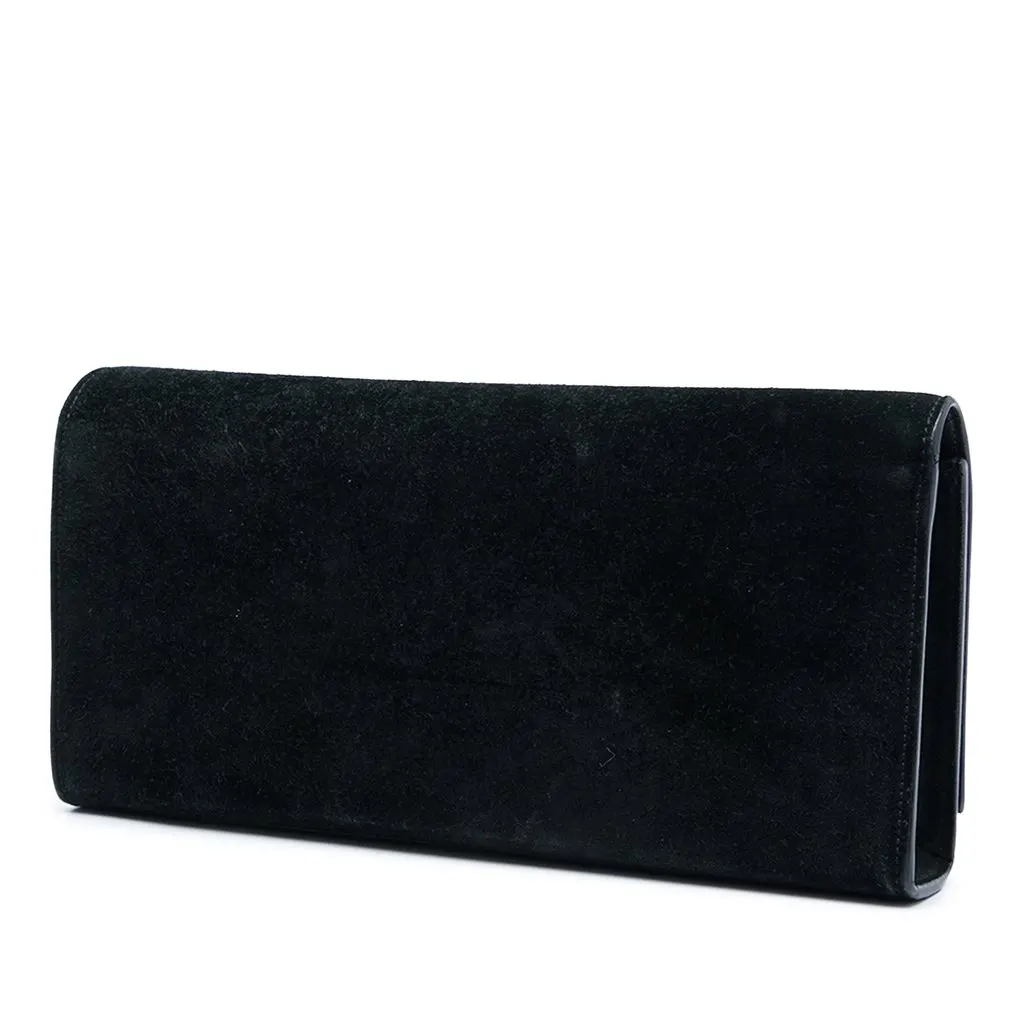 Saint Laurent Suede Monogram Kate Tassel Clutch Black Leather Very good - Back View