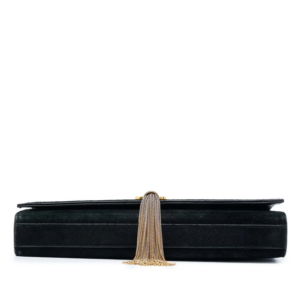 Saint Laurent Suede Monogram Kate Tassel Clutch Black Leather Very good - Inside View