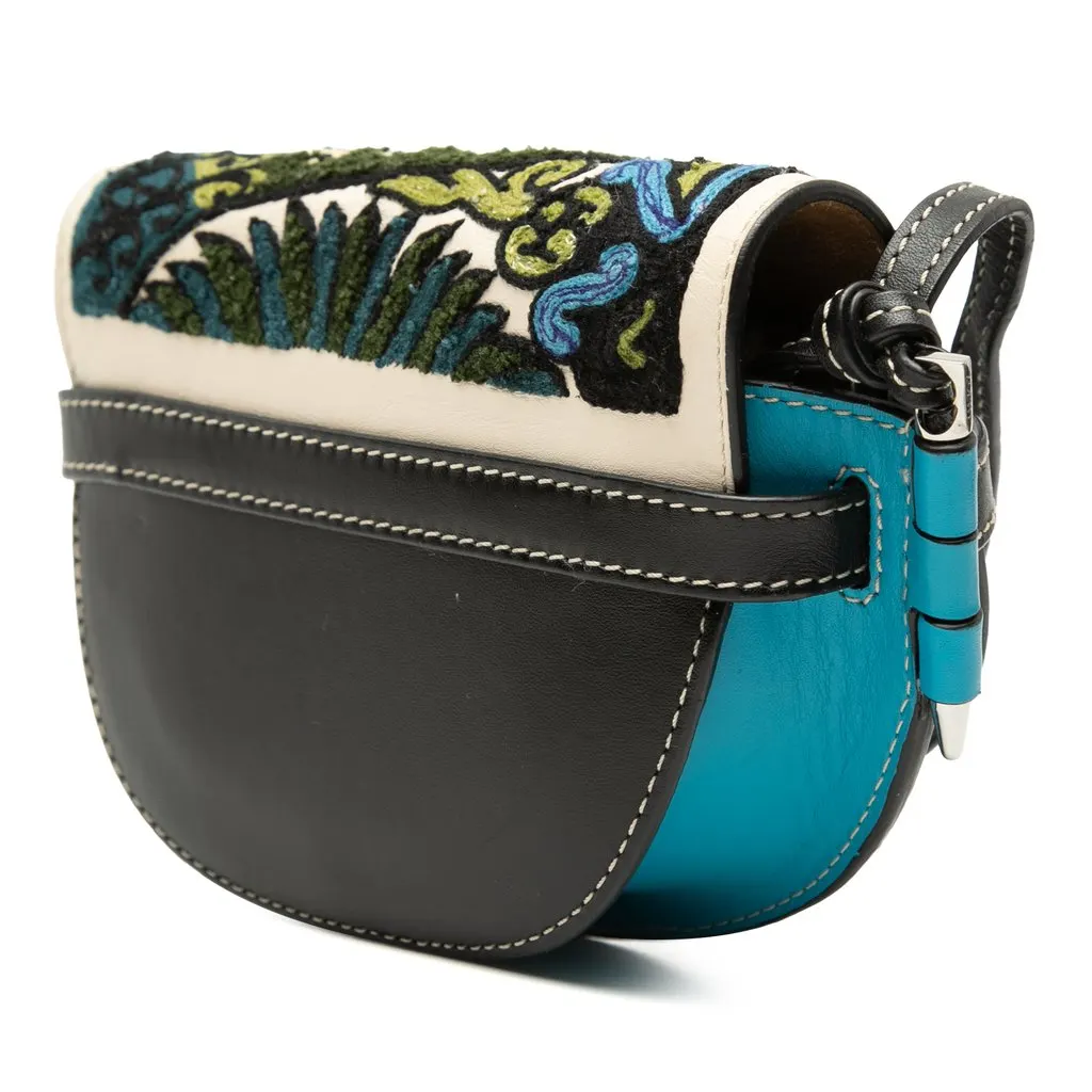 Loewe William De Morgan Mini Embroidered Leather Floral Gate Crossbody Blue Leather Very good - Back View