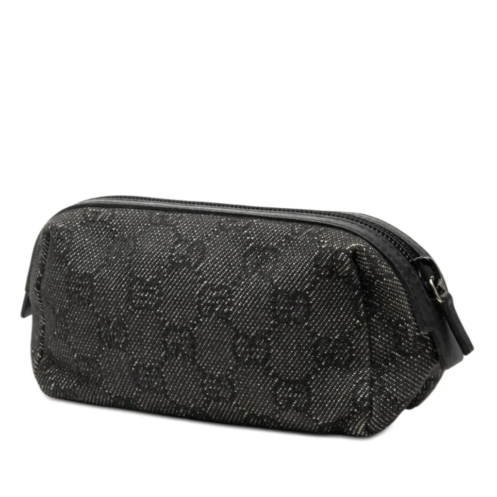 Gucci GG Denim Cosmetic Pouch Grey Very good - Back View