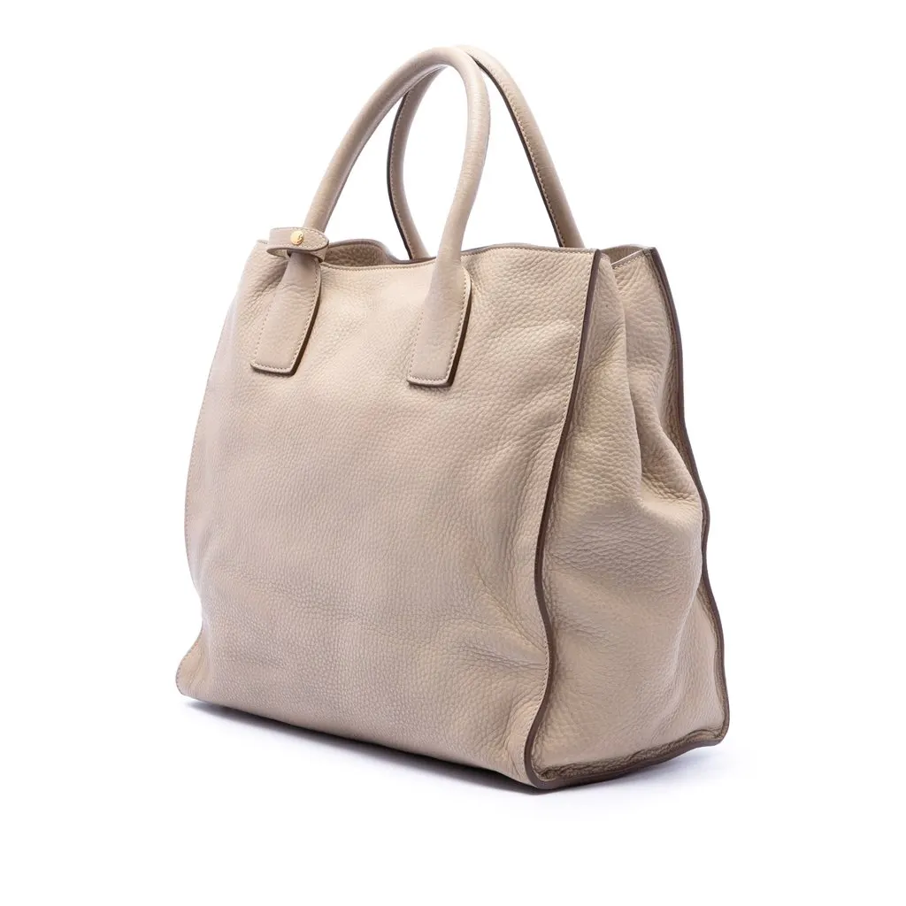 Prada Vitello Daino Open Convertible Tote Beige Leather Very good - Back View