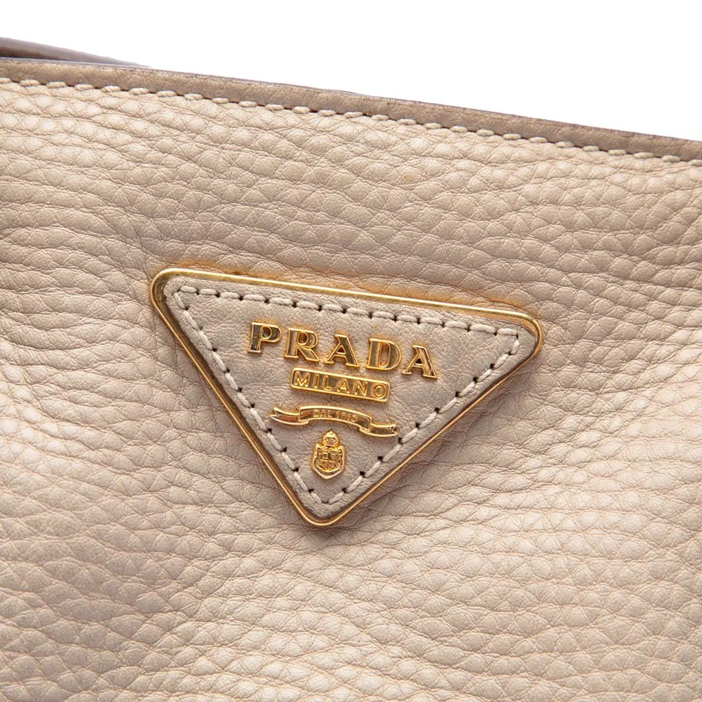 Prada Vitello Daino Open Convertible Tote Beige Leather Very good - Box View
