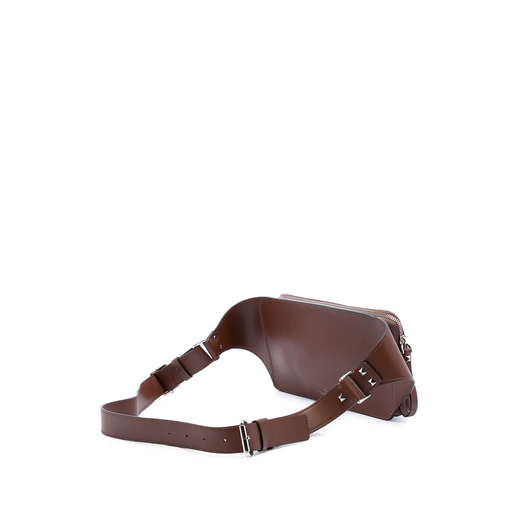 Valentino Leather Rockstud VLTN Belt Bag Brown Leather Very good - Back View
