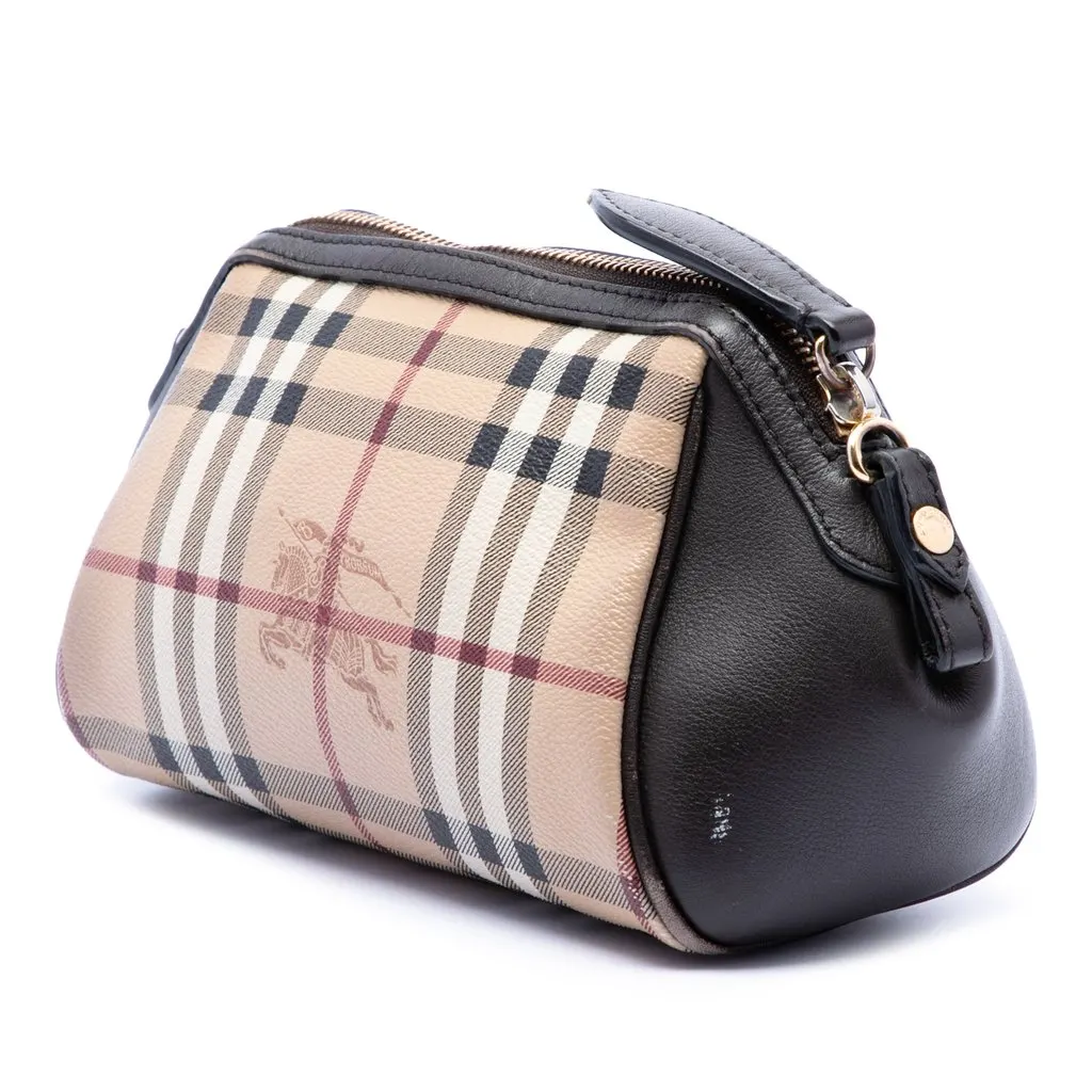 Burberry Mini Haymarket Check Coated Canvas Blaze Crossbody Beige Good - Back View