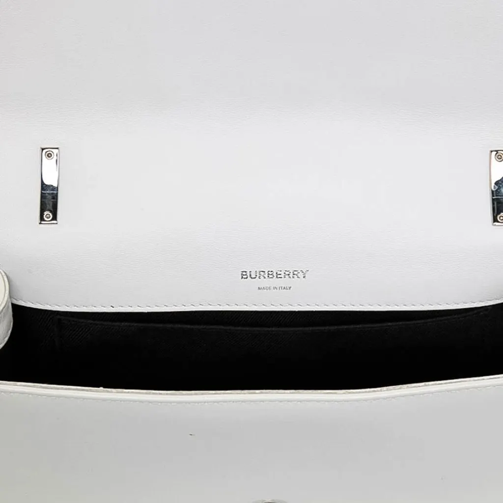 Burberry Small Quilted Coated Canvas Horseferry Lola Crossbody White Canvas Very good - Model View