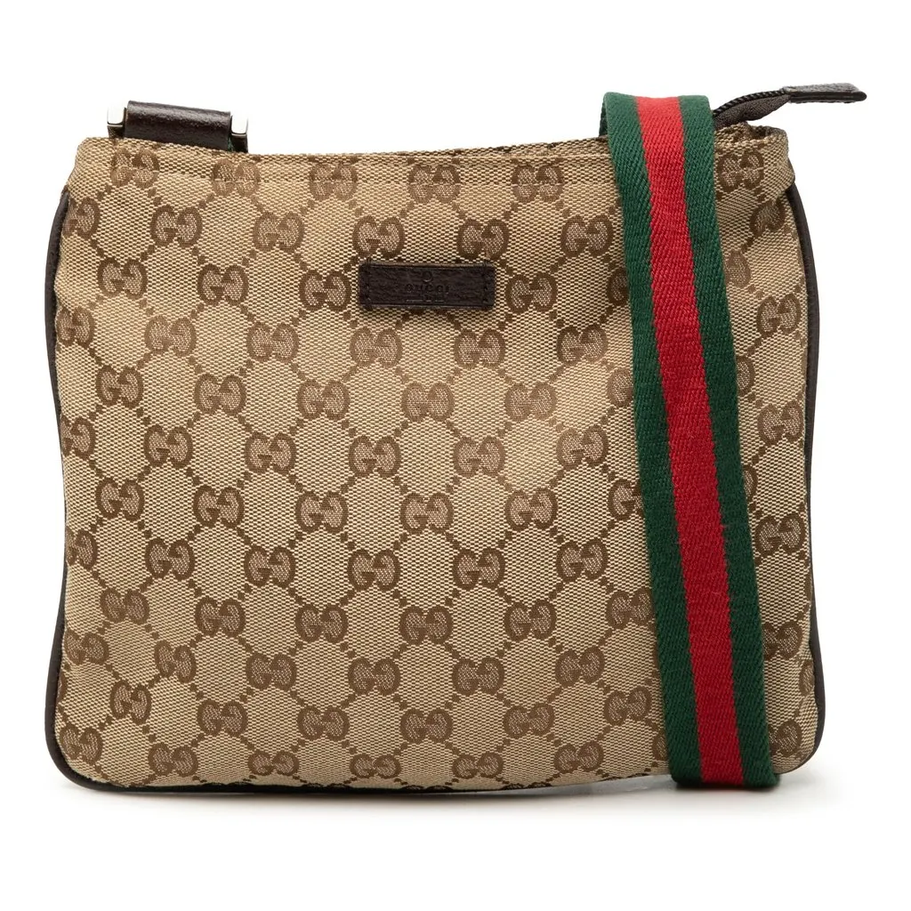 Gucci GG Canvas Web Crossbody Beige Very good - Front View