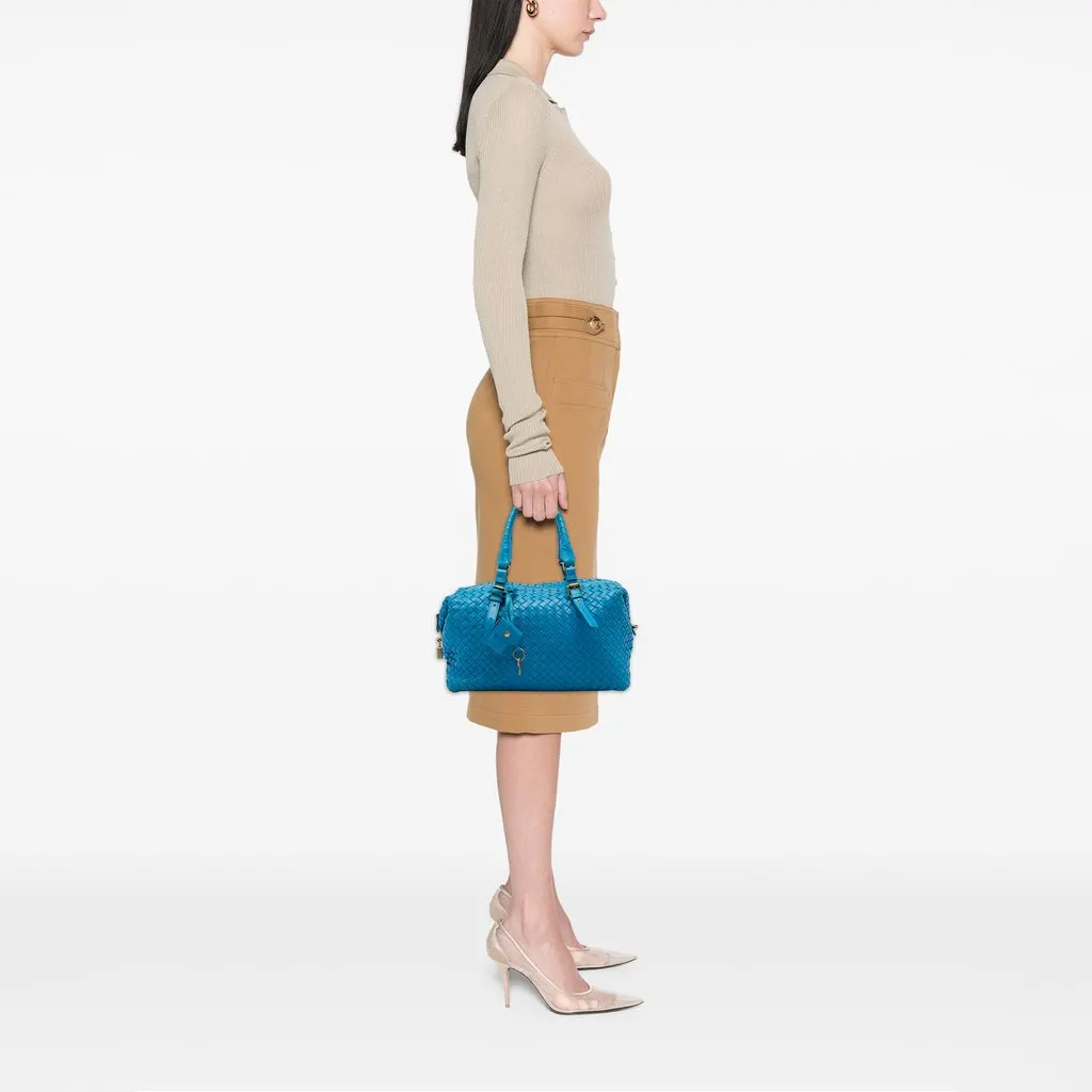 Bottega Veneta Nappa Intrecciato Boston Bag Blue Leather Very good - Box View