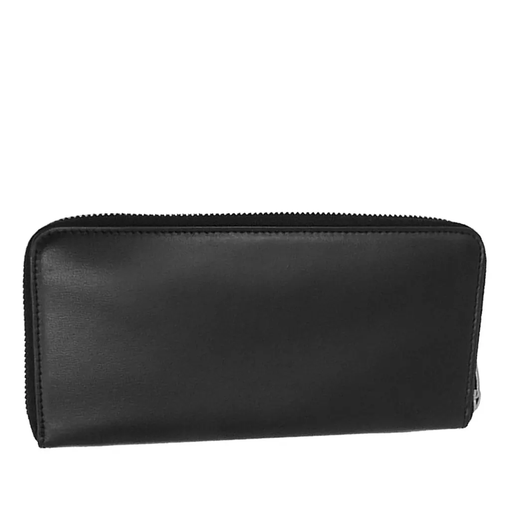 Saint Laurent Leather Tiny Cassandre Zip Around Long Wallet Black Leather Very good - Back View