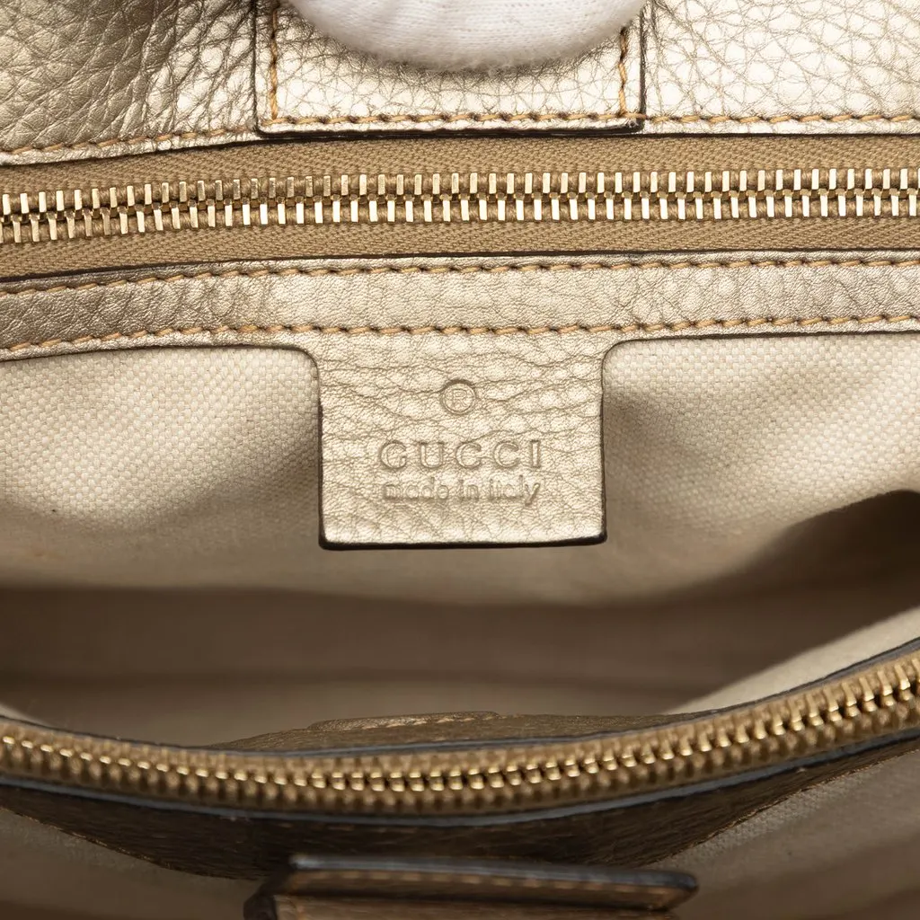 Gucci Medium Calfskin Bamboo Shopper Satchel Gold Leather Good - Box View