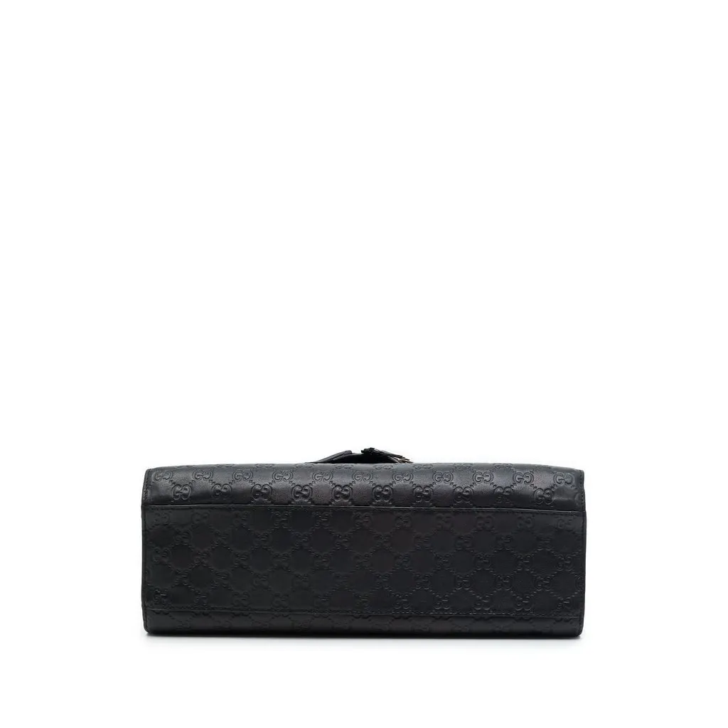 Gucci Large Guccissima Emily Shoulder Bag Black Leather Good - Inside View