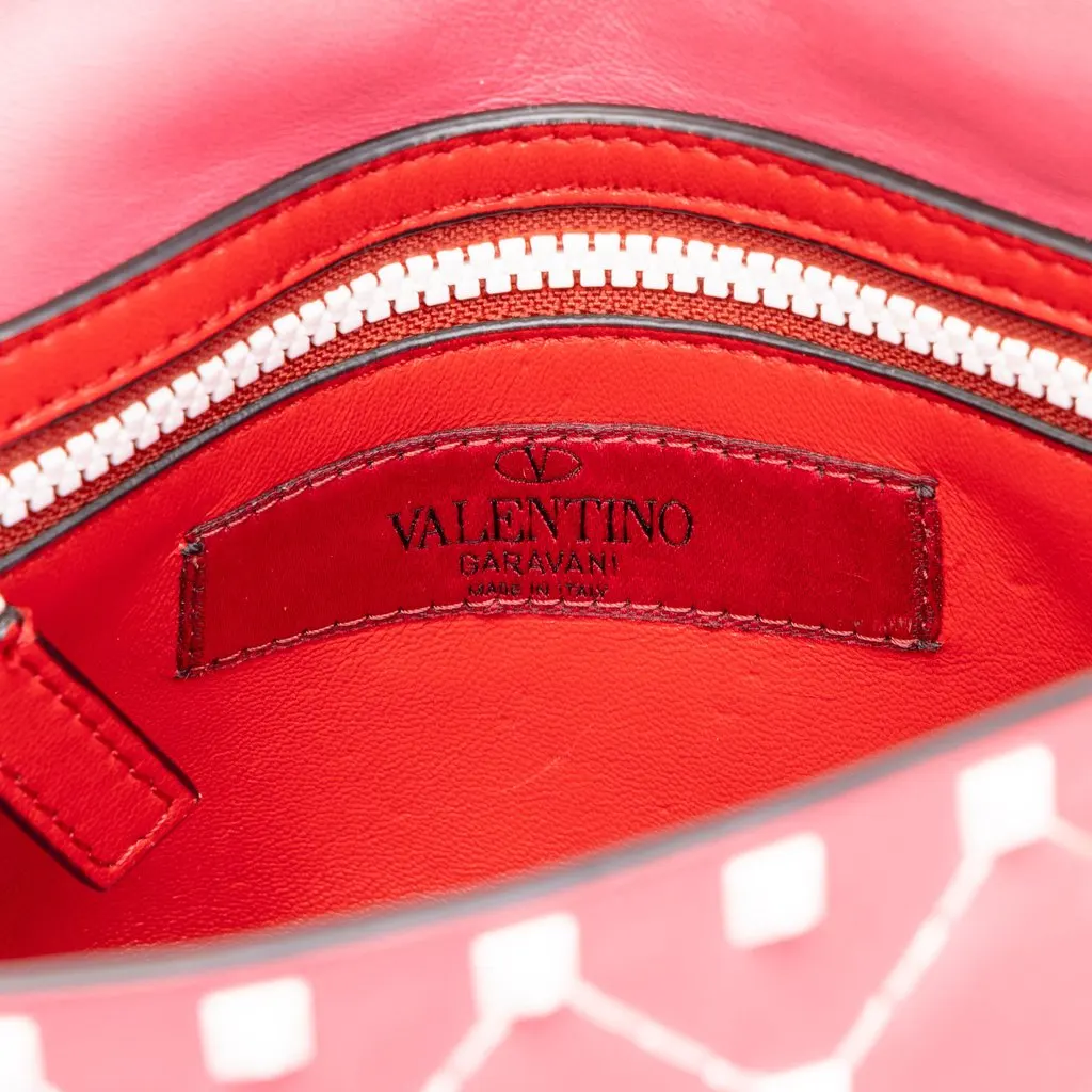 Valentino Medium Lambskin Free Rockstud Spike Satchel Pink Leather Good - Box View