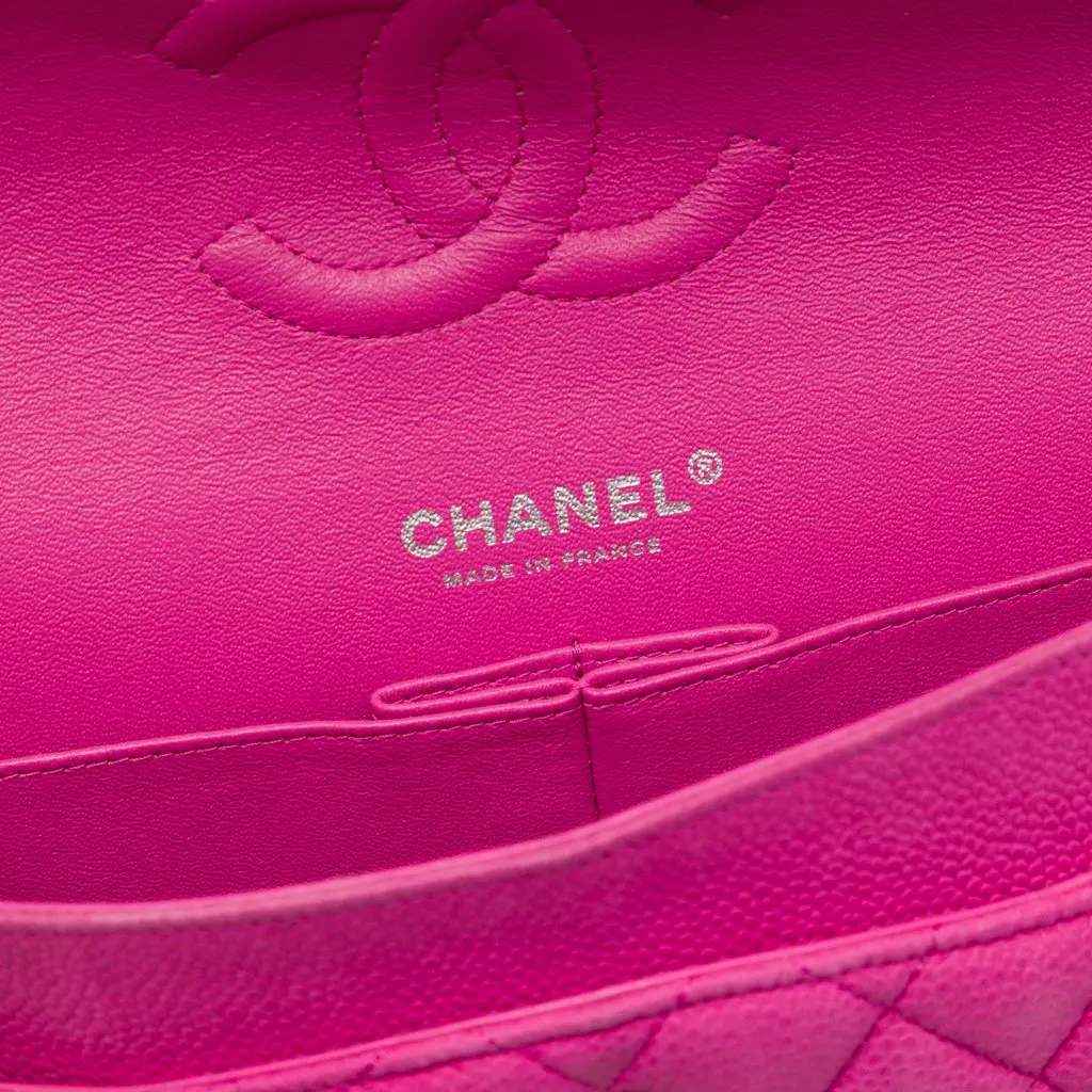 Chanel Medium Classic Caviar Double Flap Pink Leather Very good - Box View