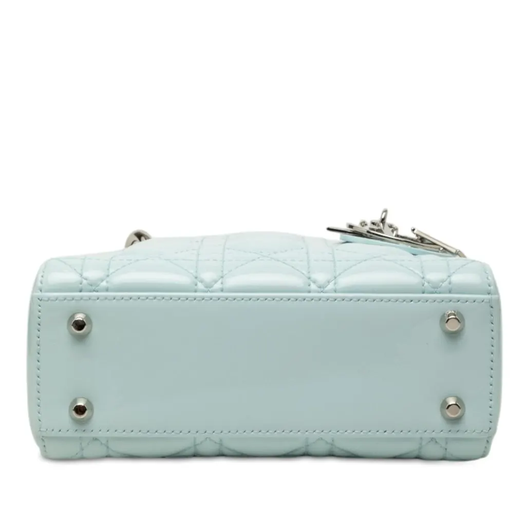 Dior Mini Patent Cannage Lady Dior Blue Leather Very good - Inside View