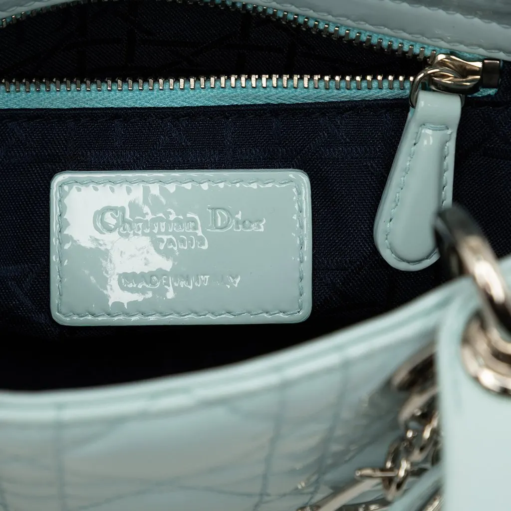 Dior Mini Patent Cannage Lady Dior Blue Leather Very good - Box View