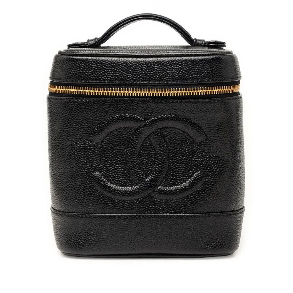 Chanel CC Caviar Vanity Bag Black Leather Very good - Front View