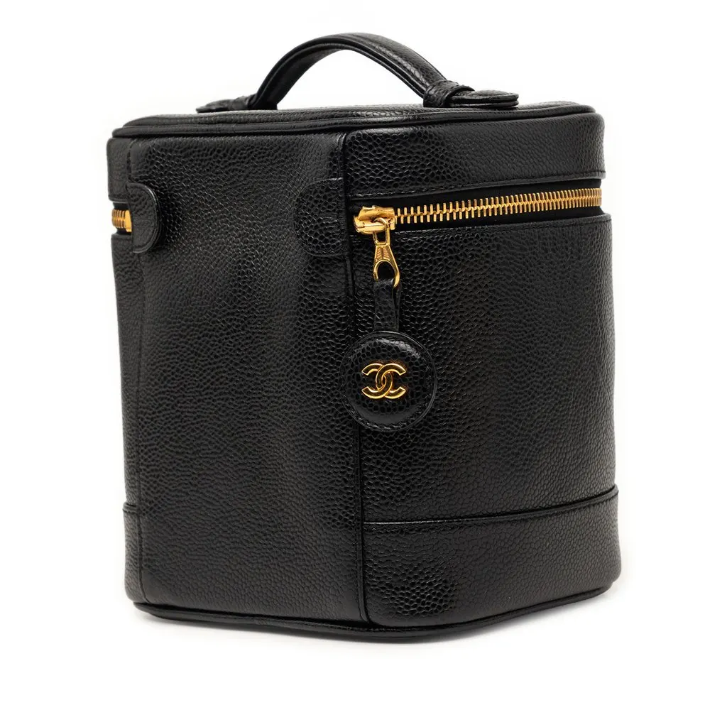 Chanel CC Caviar Vanity Bag Black Leather Very good - Back View
