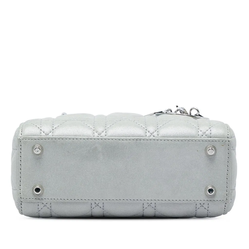Dior Mini Iridescent Lambskin Cannage Lady Dior Silver Leather Very good - Inside View