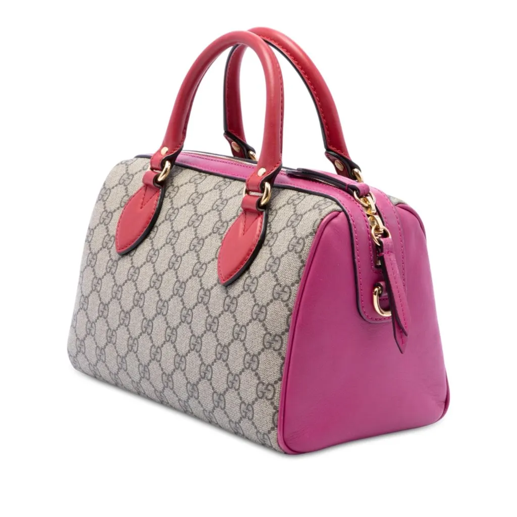 Gucci Small GG Supreme Satchel Beige Canvas Very good - Back View