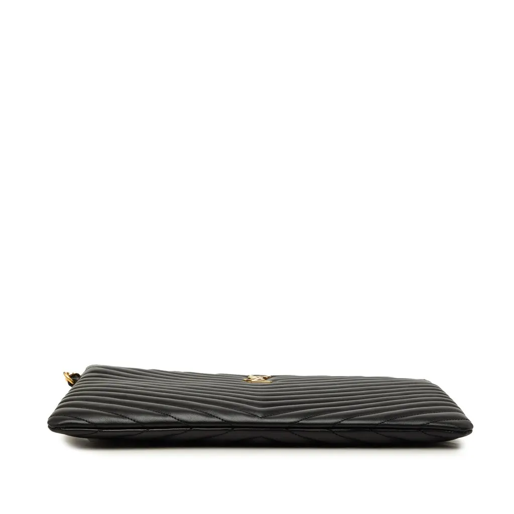 Saint Laurent Chevron Calfskin Cassandre Document Holder Black Leather Very good - Inside View