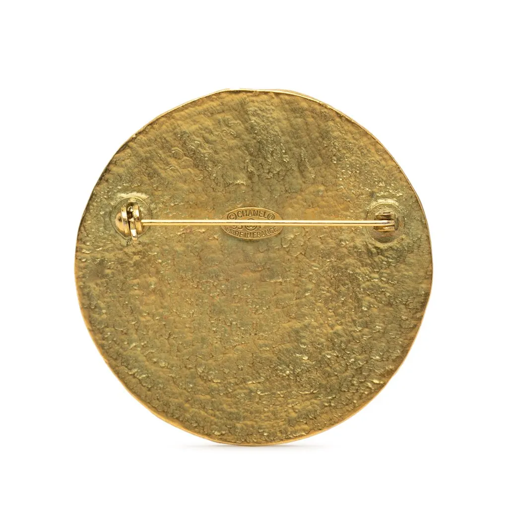 Chanel CC Gold Plated Medallion Brooch Gold Metal Very good - Back View