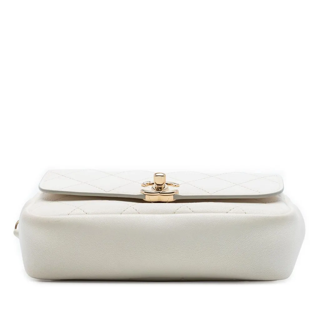 Chanel Quilted Goatskin Casual Trip Waist Bag White Leather Very good - Inside View