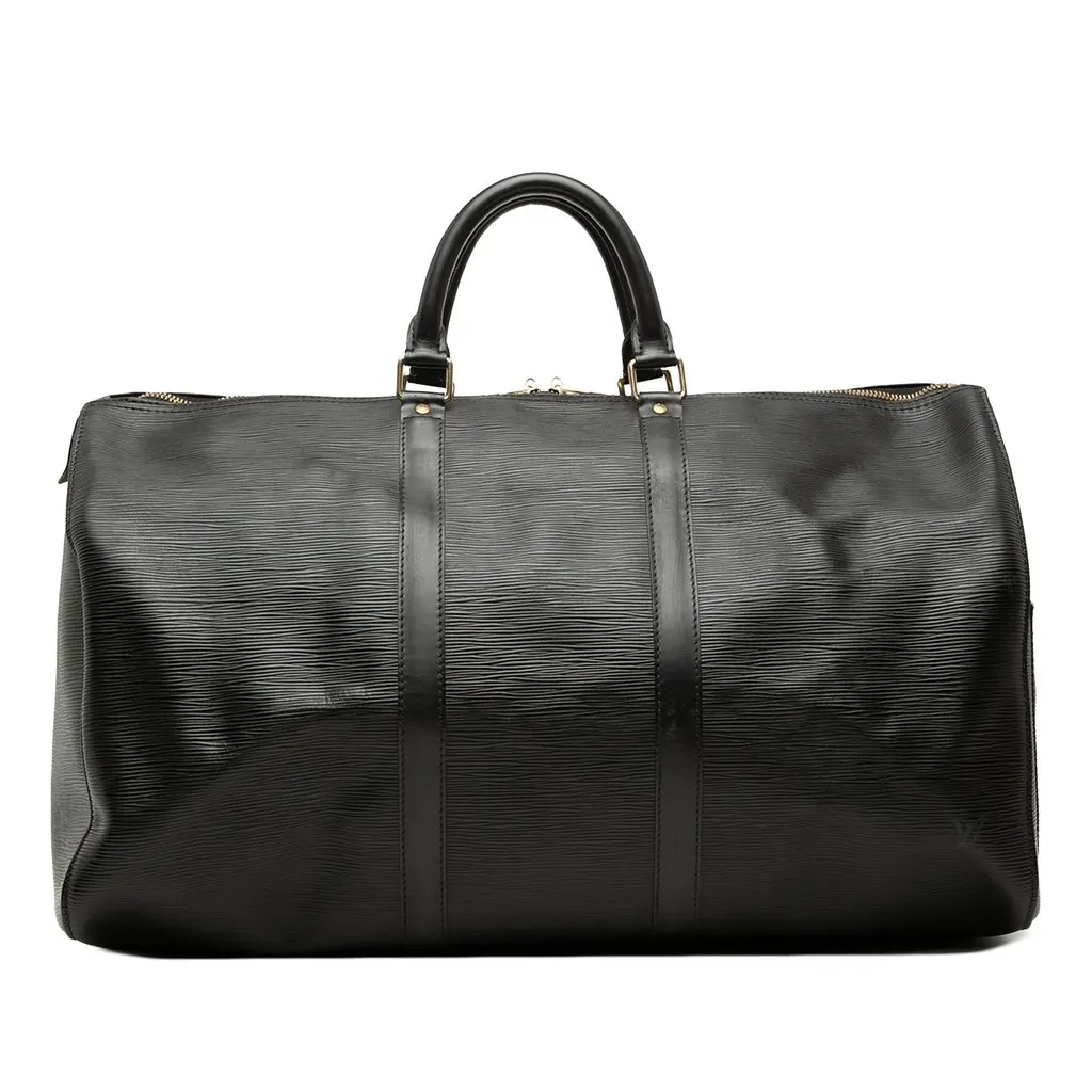 Louis Vuitton Epi Keepall 50 Black Leather Good - Front View
