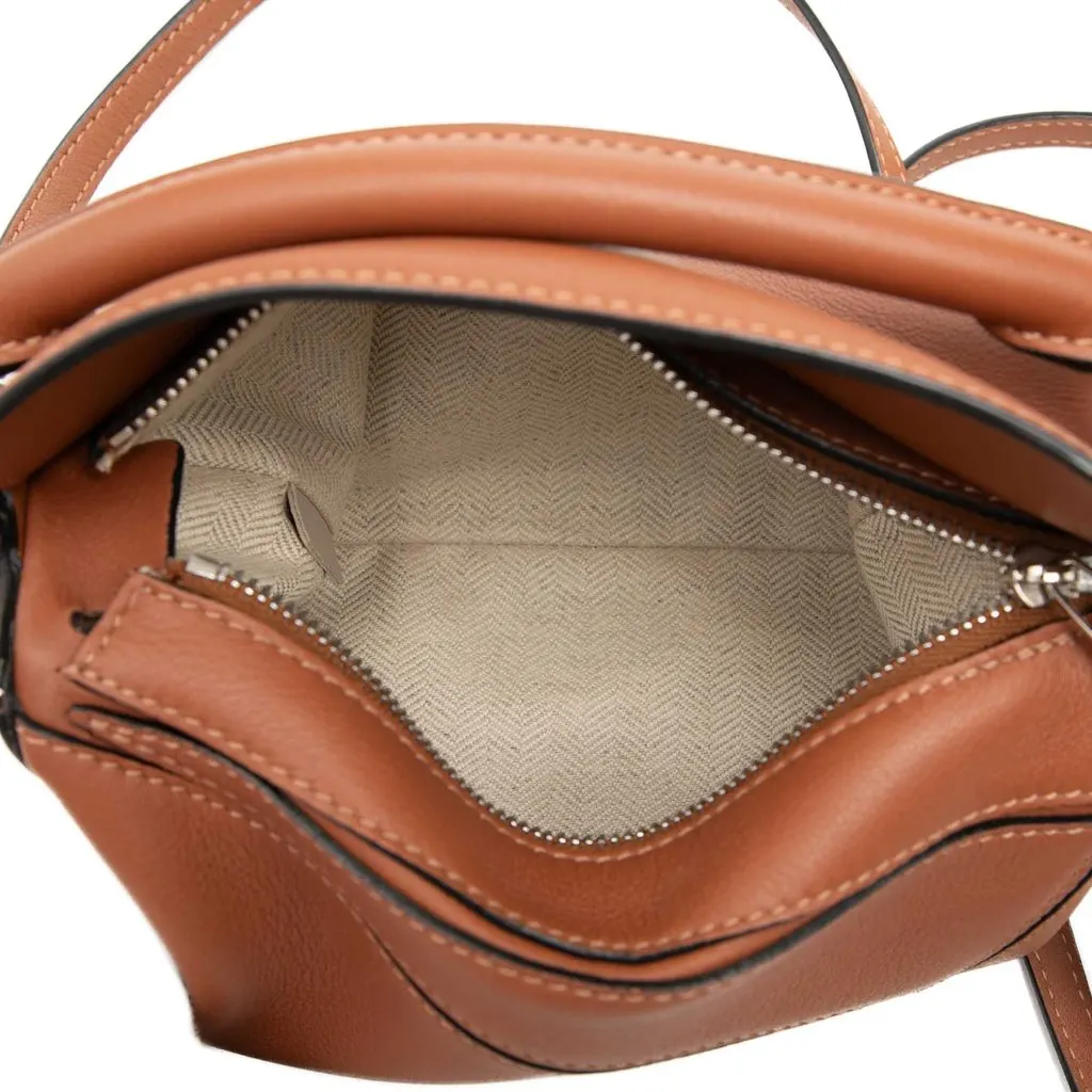LOEWE Mini Calfskin Puzzle Satchel Brown Leather Very good - Model View