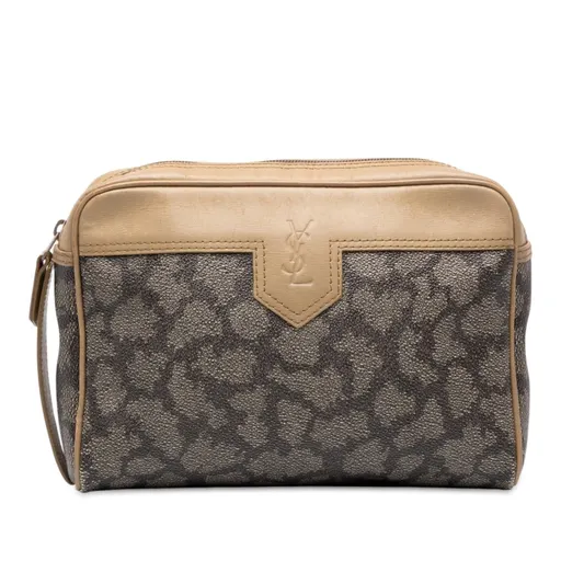Saint Laurent Printed Coated Canvas Clutch