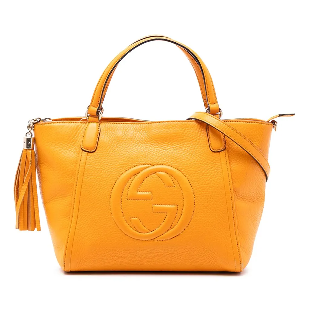 Gucci Small Calfskin Soho Cellarius Satchel Yellow Leather Very good - Front View