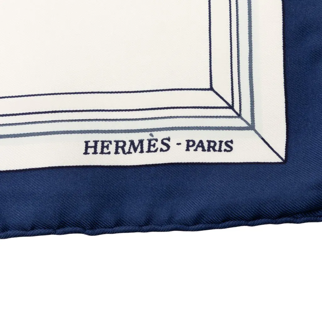 Hermès Quai Aux Fleurs Silk Scarf 90 White Very good - Inside View