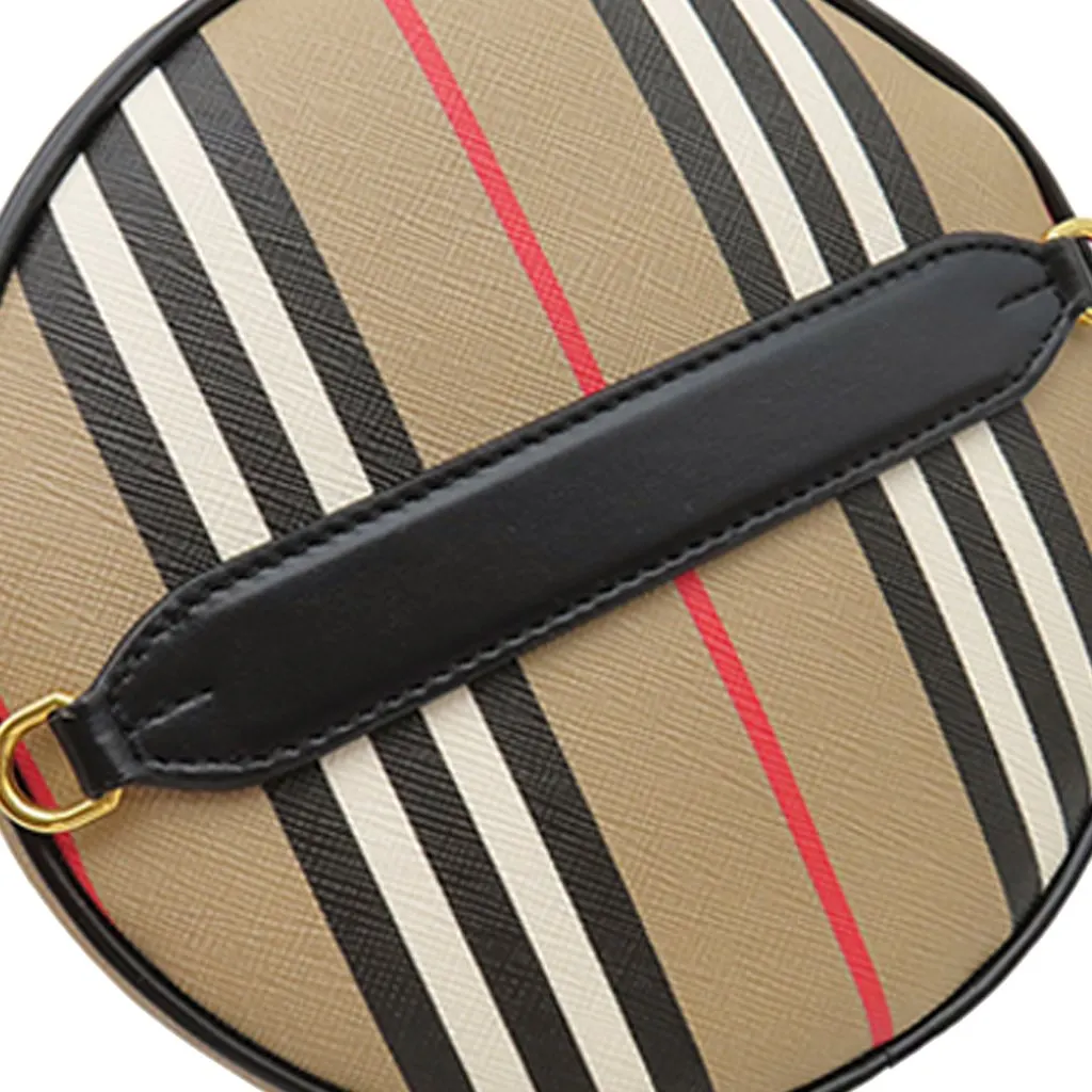 Burberry Icon Stripe Coated Canvas Louise Crossbody Beige Very good - Model View