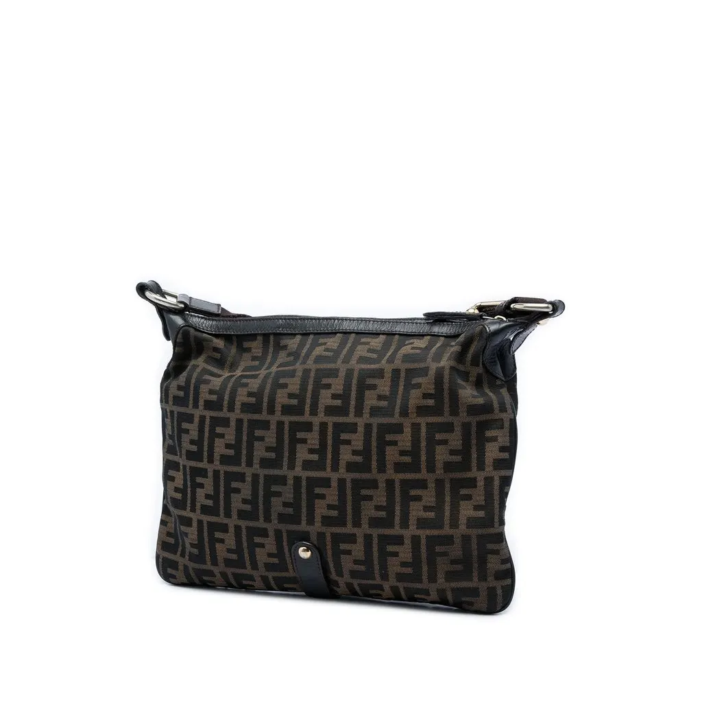 Fendi Zucca Canvas Chef Zip Crossbody Brown Very good - Back View