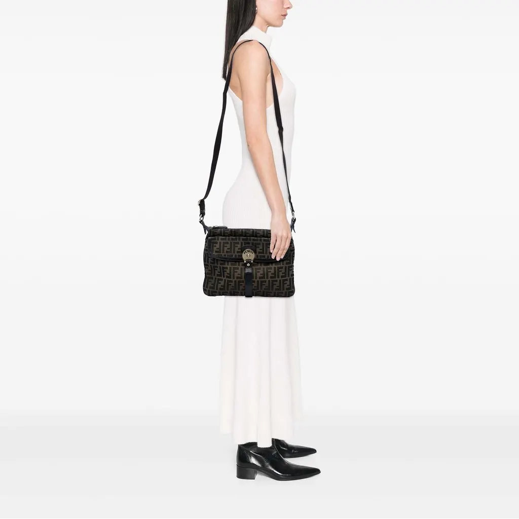 Fendi Zucca Canvas Chef Zip Crossbody Brown Very good - Box View
