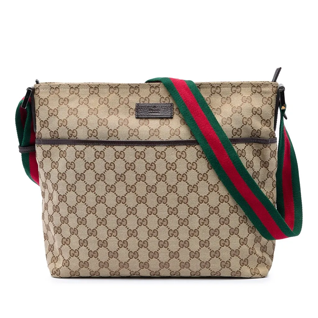 Gucci GG Canvas Web Crossbody Beige Canvas Very good - Front View