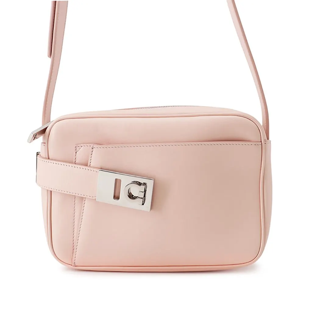 Salvatore Ferragamo Small Leather Gancini Archive Camera Case Crossbody Pink Leather Very good - Front View