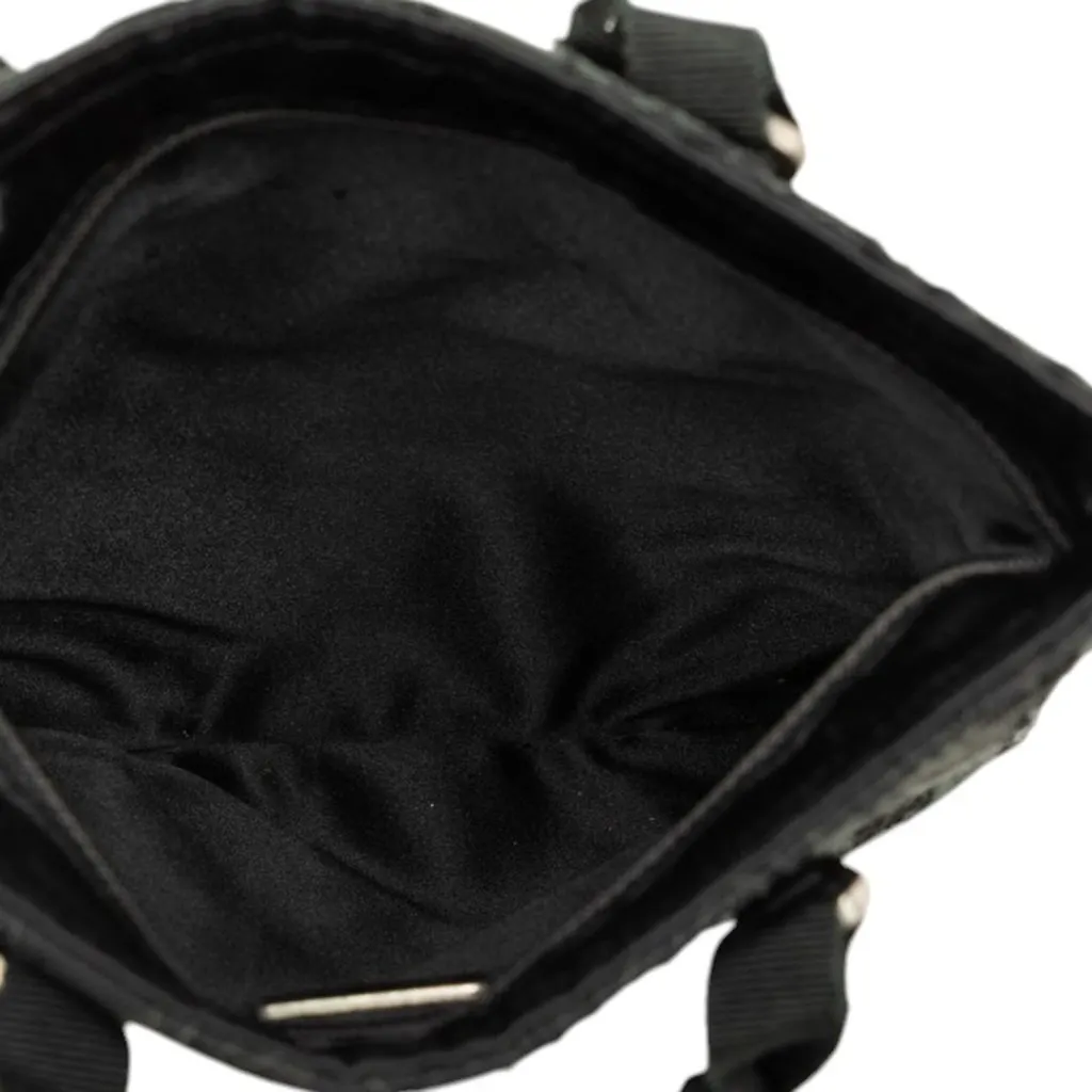 Prada Tessuto and Floral Lace Handbag Black Polyamide Very good - Model View
