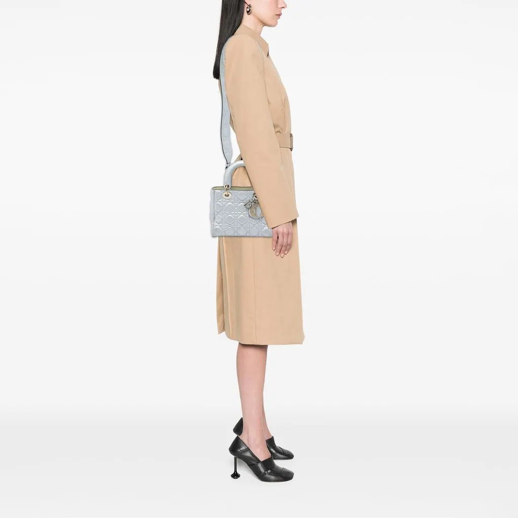 Dior Small Metallic Grained Calfskin Cannage Supple Lady Dior Silver Leather Very good - Box View