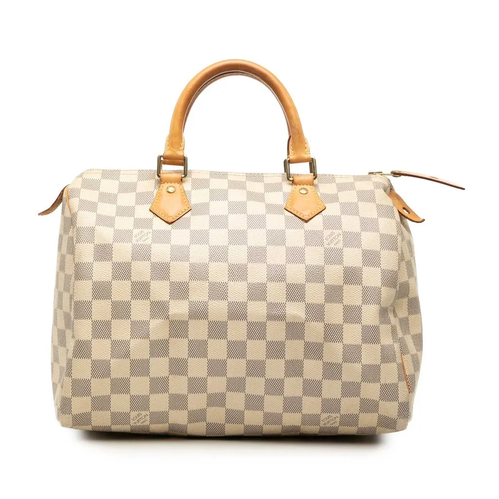 Louis Vuitton Damier Azur Speedy 30 White Good - Front View
