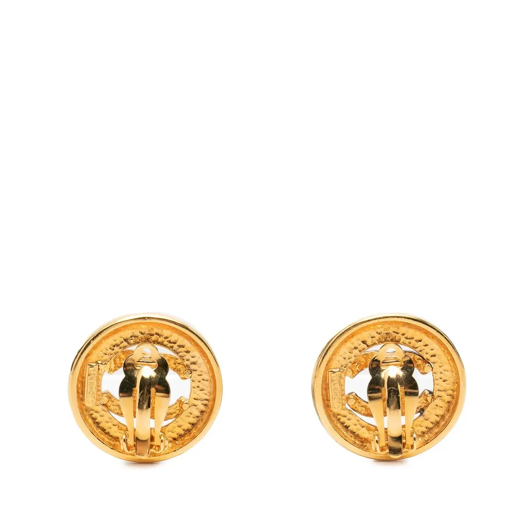 Chanel CC Gold Plated Clip On Earrings Gold Metal Very good - Back View