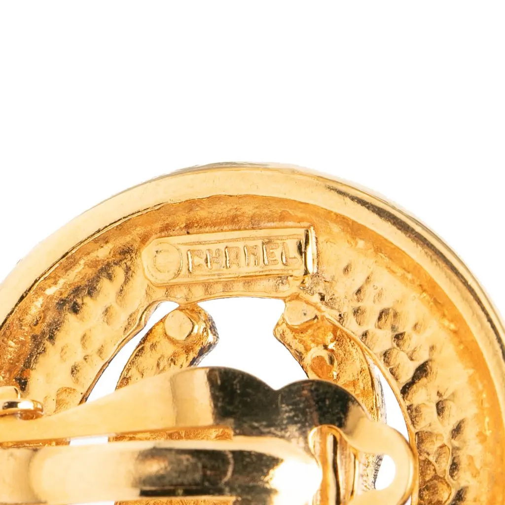 Chanel CC Gold Plated Clip On Earrings Gold Metal Very good - Inside View