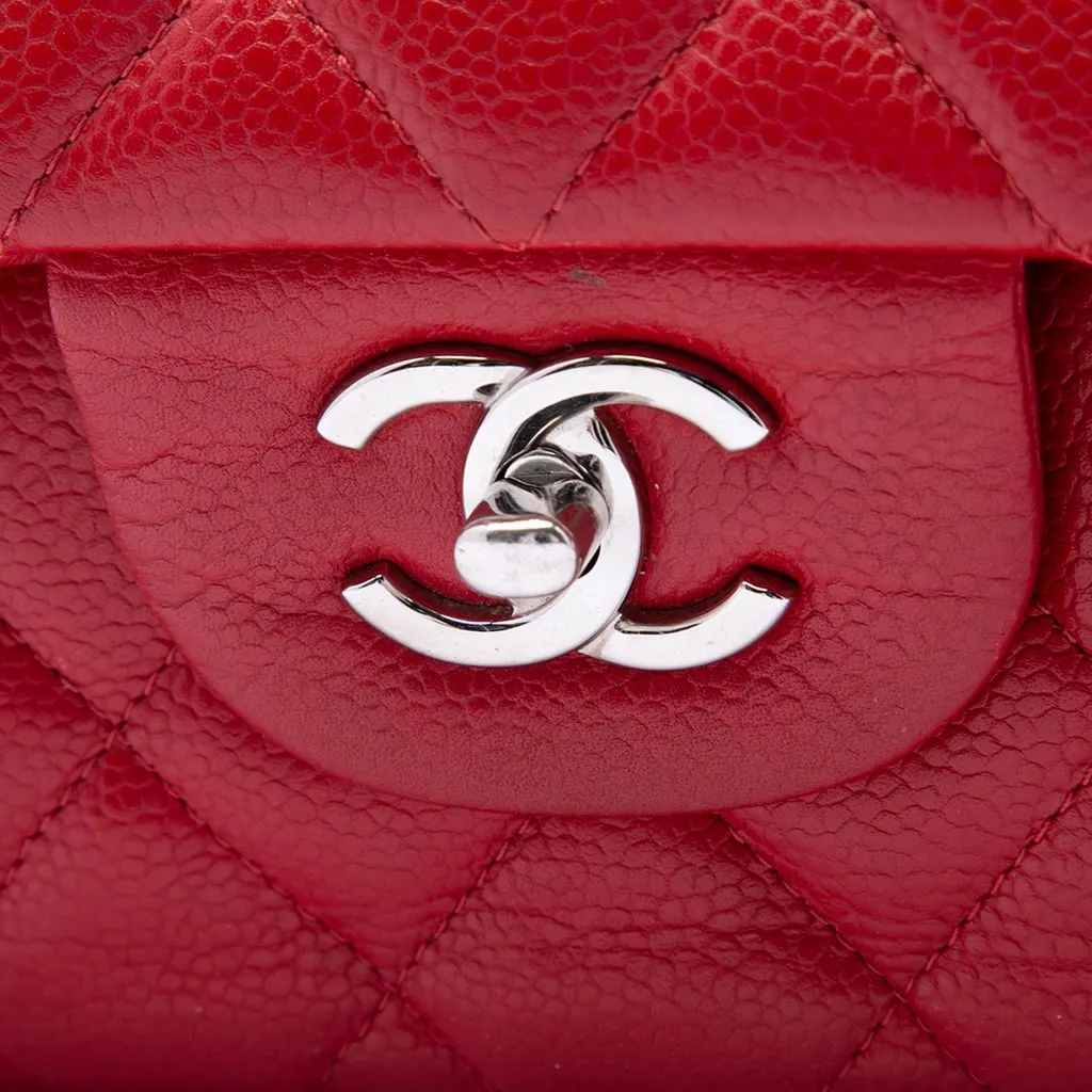 Chanel Jumbo Classic Caviar Double Flap Red Leather Very good - Box View