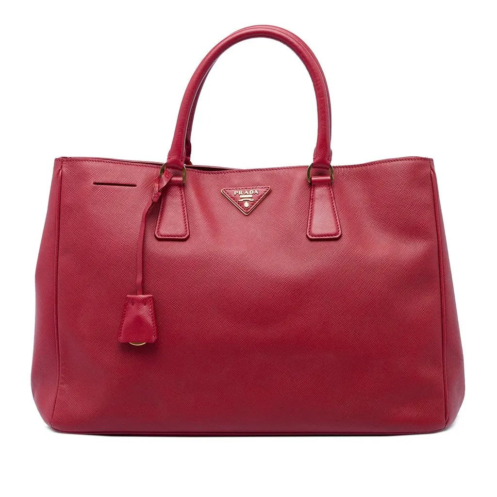 Prada Large Saffiano Lux Galleria Satchel Red Leather Very good - Front View