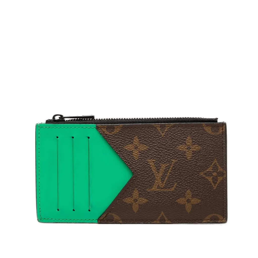 Louis Vuitton Monogram Macassar Coin Card Holder Brown Very good - Front View