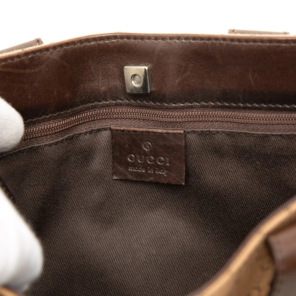Gucci GG Denim Handbag Brown Denim Good - Box View